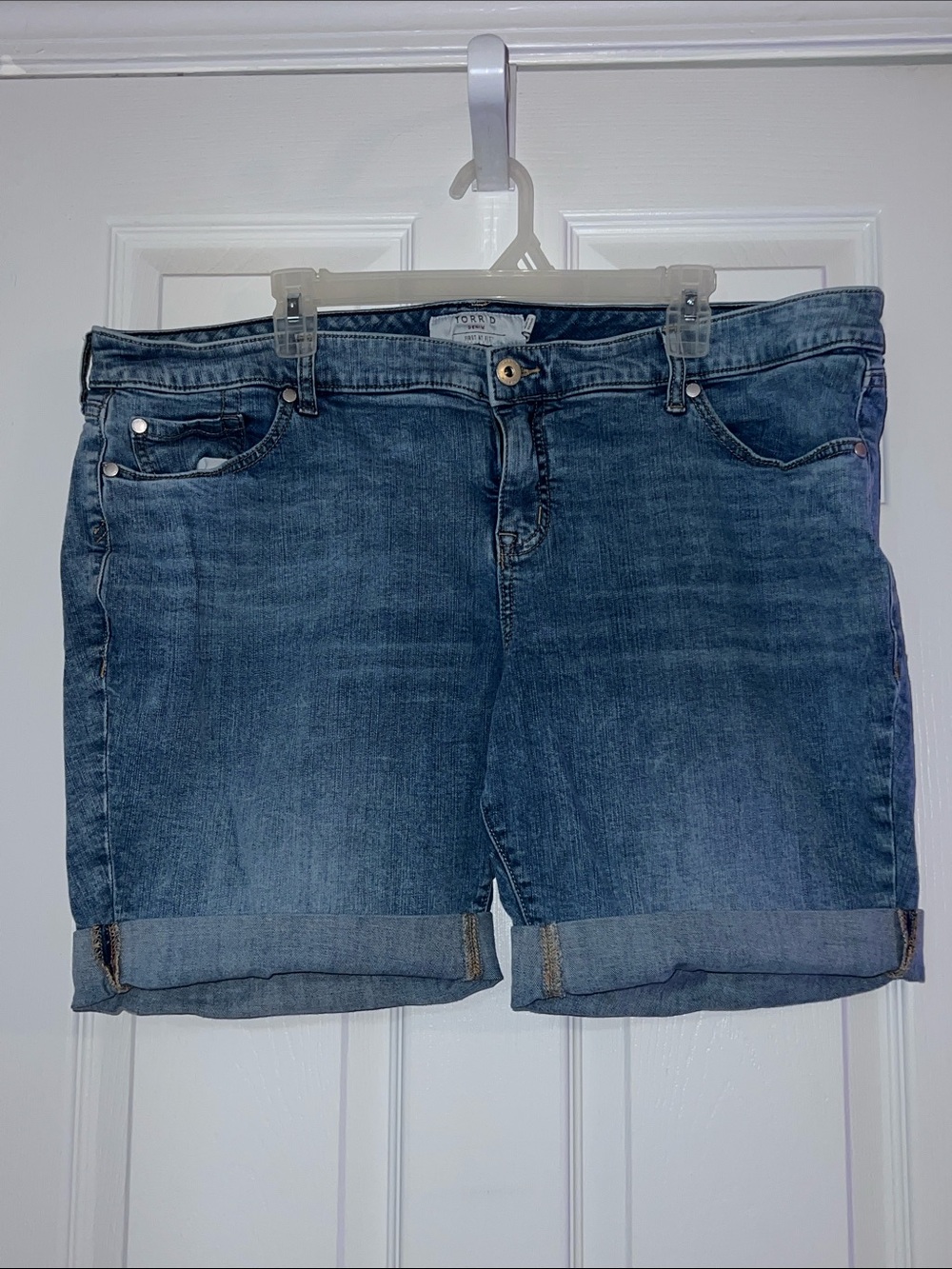 Torrid Folded Hem Mid-Blue Denim Shorts